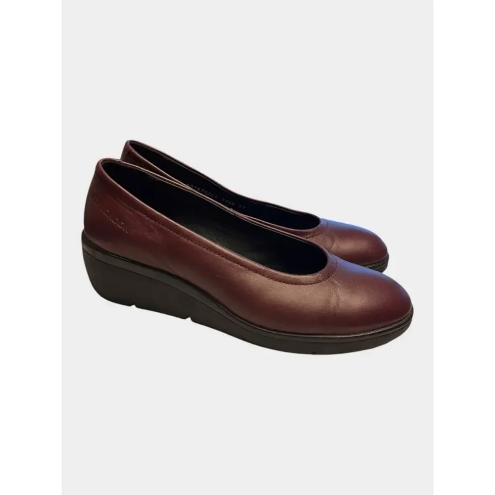 FLY LONDON Burgundy Leather Platform Wedge Flats Size 39 / US 8–8.5
